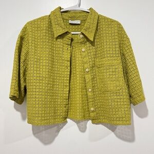 Universal Thread Chartreuse Eyelet Blouse